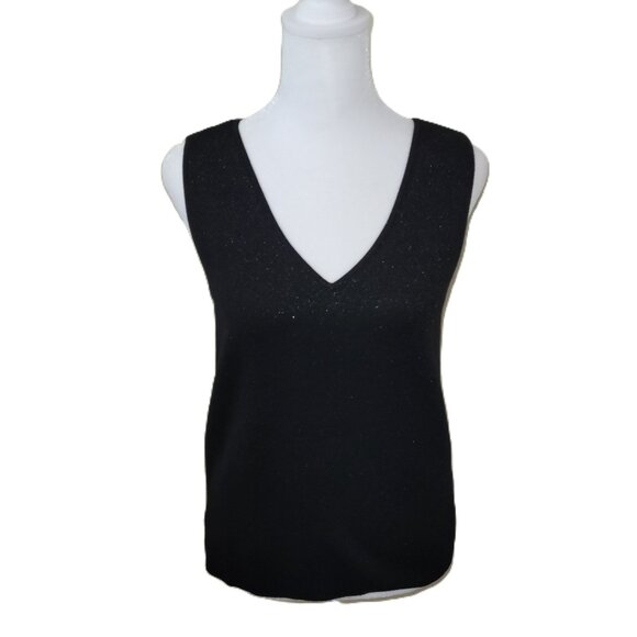 NWT Talbots Shimmer V-Neck Sweater Vest Black Lightweight W/Sparkle Women's SZ S - Picture 1 of 13